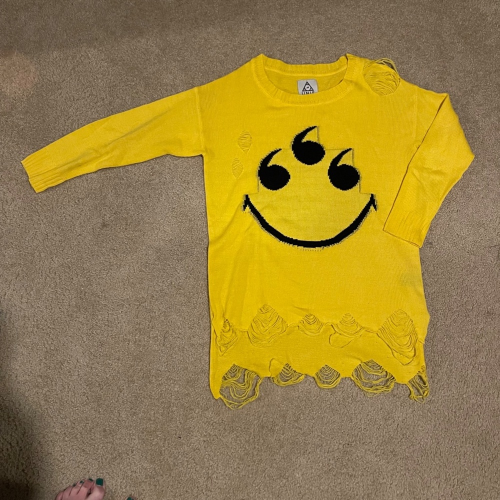 UNIF distressed "Smile" 666 long-sleeve sweater
